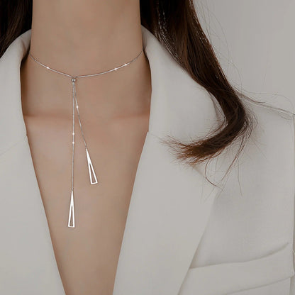 Unique Geometric Triangular Snake Long Chain Necklace