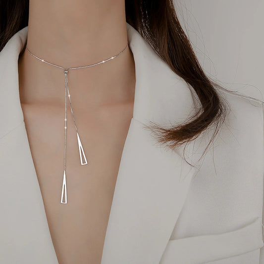 Unique Geometric Triangular Snake Long Chain Necklace