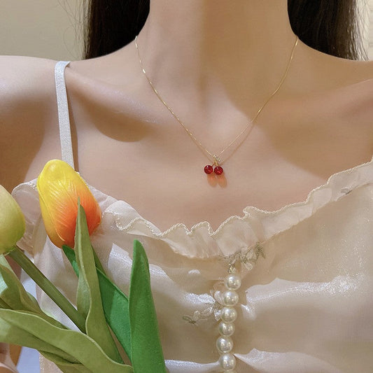 Cute Cherry Pendant Necklace For Women