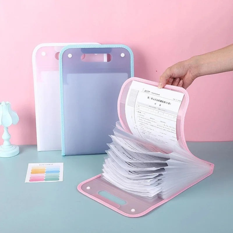 13 Pocket File Folders Portable A4 Document Organizer for Classroom Office Home Storage