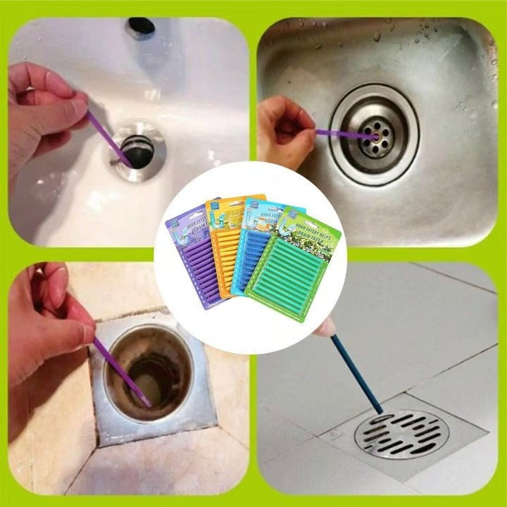 12 pcs Pipe Cleaning Sticks Oil Decontamination Kitchen Toilet Bathtub Drain Cleaner.